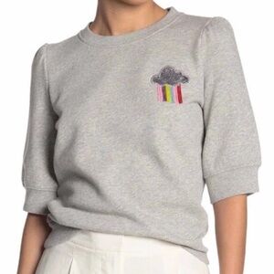 Kate Spade Rain or Shine Short Sleeve Pullover Sweatshirt with Beads Small